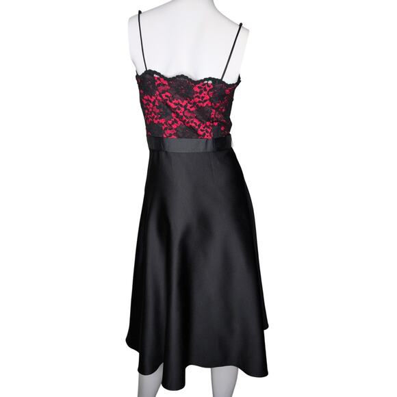 VTG Satin Lace Evening Gown Small Square Neck Bow Whimsigoth Fairy Grunge Y2K - Picture 2 of 4